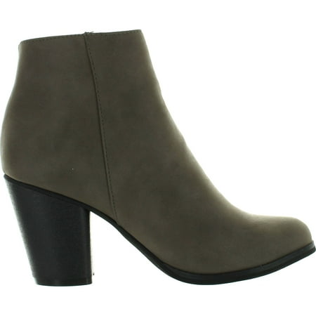 NEW WOMEN FASHION *RENEEZE* COMFY STACKED CHUNKY HEEL SIDE ZIPPER ANKLE BOOTIE